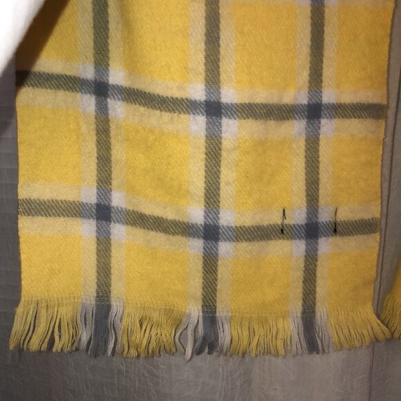 Plaid Yellow White Blue Scarf - Picture 4 of 4